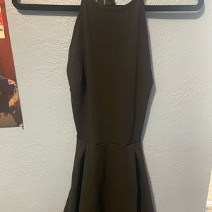 high neck black dress